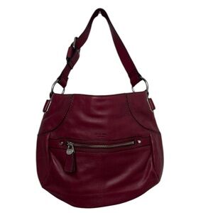 Perlina Red Purple Leather Buckle Shoulder Bag